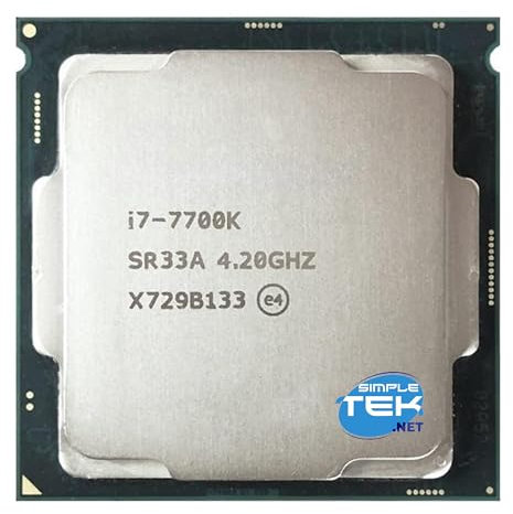 SIMPLETEK - Processore desktop i7‑7700K LGA 1151 – 4 core/8 thread, base 4,2 GHz fino a 4,5 GHz turbo, 8 MB cache, TDP 91 W (Ricondizionato)