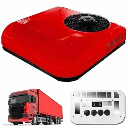 XYEJL Aire Acondicionado 12V/24V CC, Aire Acondicionado De Techo para Autocaravana, Caravana, Aire Acondicionado De Estacionamiento Eléctrico, Función De Solo Refrigeración,Red-12V