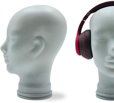 Glaskopf Ständer für Kopfhörer, Headset & VR-Brille – Dekorativer Kopf aus Glas – Design Kopfhörerhalter - Farbe: M02 weiß