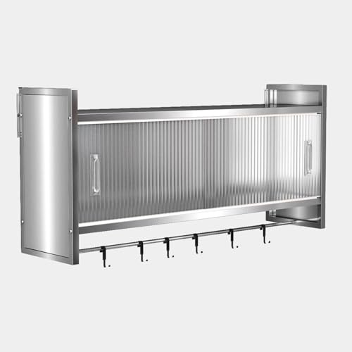 Werkzeugschrank Küchenhängeschrank Aus Edelstahl Gefertigt Zwei Montagemöglichkeiten Schiebetür Verschiedene Größen Erhältlich Mit Querstangen Und Haken Gartenschrank Metall(60 * 25 * 46cm)