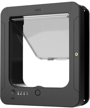 Djowyh Chatière Électronique | Porte Intelligente pour Animaux avec Télécommande Et 2 Colliers À Capteur - Chatière De Contrôle D'Entrée,pour Intérieur Extérieur Mur Patio Balcon Maison