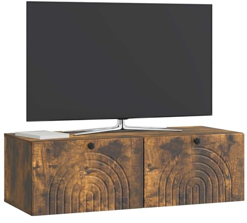 vidaXL Wandmontierter TV-Schrank Geräucherte Eiche 99 x 41 x 30 cm, Modernes Wohnzimmer Lager, rechteckiges Design, Wandregal, praktische Medieneinheit, viele Entertainment Plätze