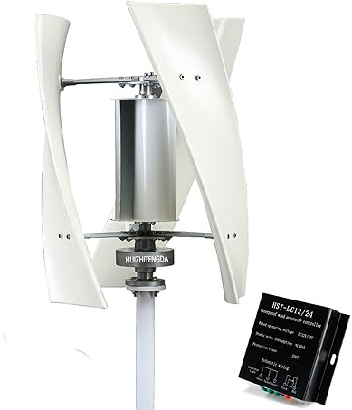 HUIZHITENGDA Generatore Eolico Domestico a 3 Pale da 2000W a Basso Rumore | Struttura verticale compatta a spirale 12V 24V 48V 220V, assemblaggio semplice con accessori completi per l'installazione