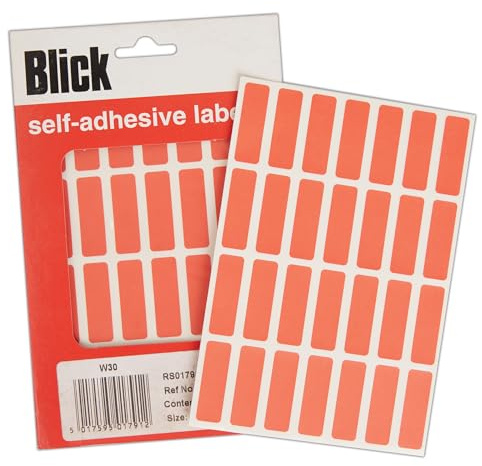 Blick Labels, Red, Self Adhesive Stickers, Rectangular, 12mm x 38mm, 896 Labels, for Home, Office, Family, School, Letters