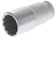 GEDORE Steckschlüsseleinsatz lang, Nuss, 3/8'' 10 mm Antrieb, 12-kant, 22 mm Weite, D 30 L 22, Stahl verchromt
