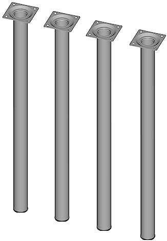 Element System 18133-00276 Möbelfuß rund – Stahlrohrfuß, ideal als Tischbein für die Gestaltung individueller Möbelstücke – Ø 30 mm, Weißaluminium, Länge 600 mm, 4 Stück