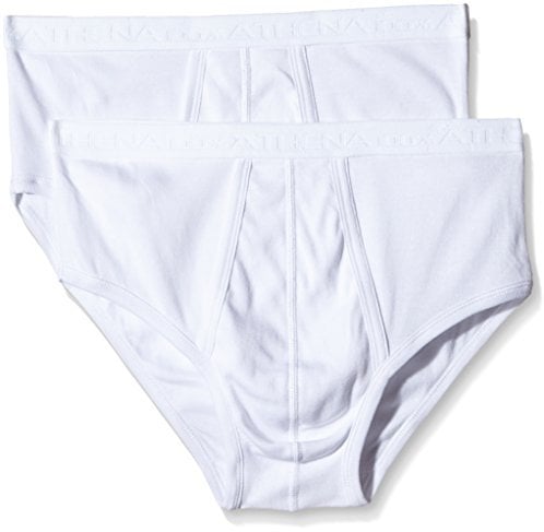 ATHENA Cotone Bio Slip a Vita Alta Aperto Pantaloni, Bianco (Blanc), XL (Pacco da 2) Uomo