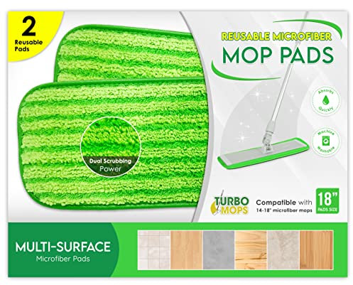 Turbo Microfiber Bodenwischer Ersatzbezug - 2 Stück Mikrofaser Ersatzbezüge für 46 cm Wischmopp und Sprühwischer - Wischbezug Reinigungs Pads für Parkett, Laminat, Fliesen - Waschbar und nachhaltig