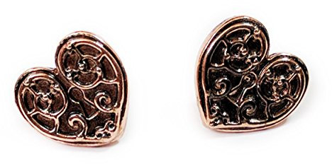 Anne Stokes Valkyrie Heart Steampunk Copper Tone Lock Stud Earrings