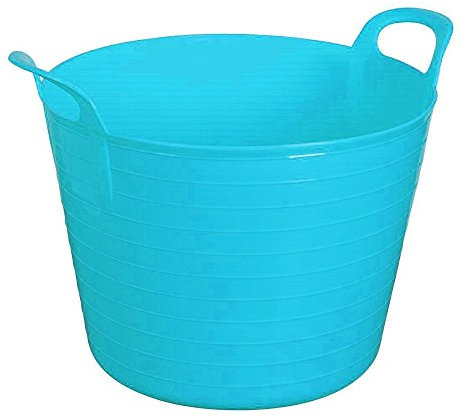 Easy Shopping Large Medium Small Flexi Tub Garden Home Flexible Colour Rubber Storage Container Bucket Polyethylene Flex Tub- MADE IN U.K. (Large 42 Liter, Sky Blue)