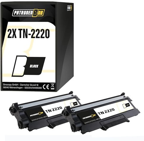 Patronenbob 2X Toner Kompatibel TN2220 XL BK für Brother TN-2220 DCP-7060 7065 7070 D N DN DW Fax 2840 2845 2940 2950 MFC-7360 7362 7460 7470 7860 N DN D DW