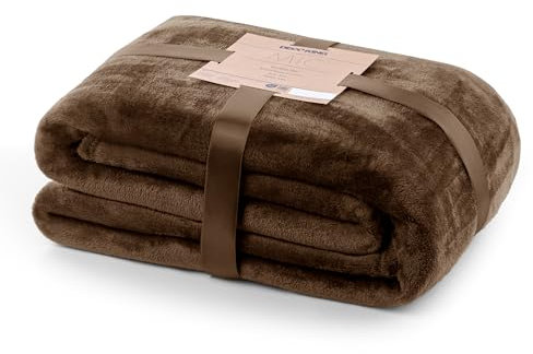DecoKing Coperta in Pile 160 x 210 cm Super Morbida Calda e Leggera Plaid Mic Marrone