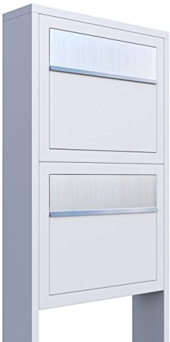 Briefkastenanlage, Design Briefkasten Elegance for Two Weiß/Edelstahl - Bravios