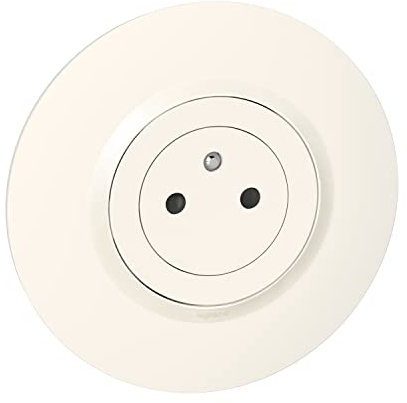 LEGRAND - Prise Electrique Murale 16A avec Terre dooxie Surface + Plaque Ronde - Prise 2P + T Affleurante avec Fond Rétractable - Fabriqué En France - Bague Effet Chrome - Blanc