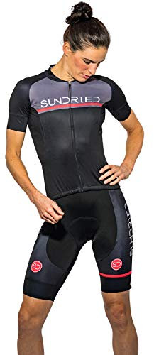 Sundried Womens Short Sleeve Cycling Jersey Road Bike Cycling Kit and Mountain Bike (Black, S)