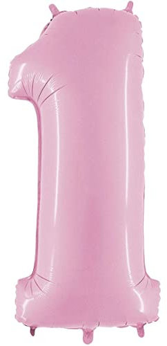 Grabo Palloncini compleanno numero 1. Palloncini per feste per bambini e adulti, in foil brillante. Palloncini colorati Made in Italy, 33X71 cm – Palloncini Rosa