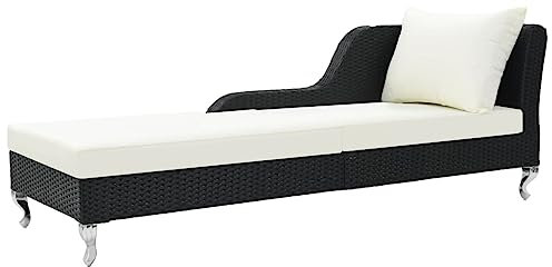 vidaXL Sonnenliege Poly Rattan Schwarz Gartenliege Liegestuhl Gartenmöbel