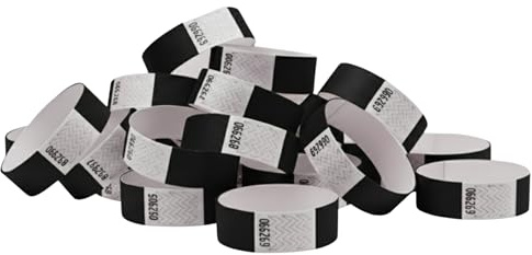 Pack Pulseras de Identificación Tyvek® Lisas para Control de Acceso | Pulsera de Papel de Colores Numeradas para Eventos - Resistentes al Agua y con Cierre de Seguridad