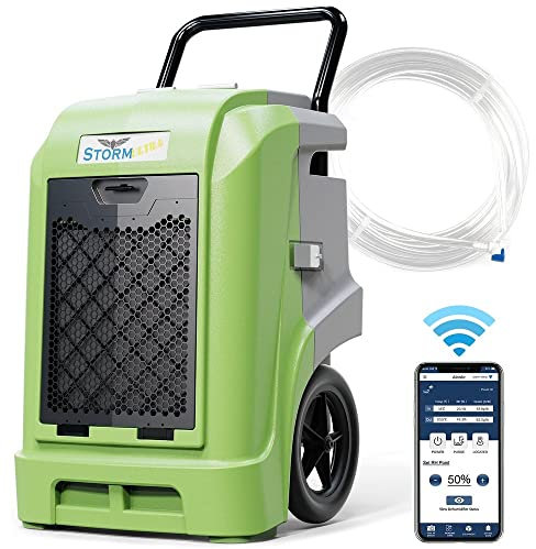 ALORAIR Smart WiFi Storm Ultra Industrial Commercial Dehumidifier with Hose, 90 PPD AHAM, Compact, Portable, Auto Shut Off, for Homes and Job Sites, Yellow