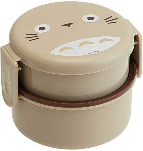SKATER Runde Bento-Lunchbox, Kunststoff-Bento, 2-stöckig, 500 ml, hergestellt in Japan ONWR1, Studio Ghibli My Neighbor Totoro Beige