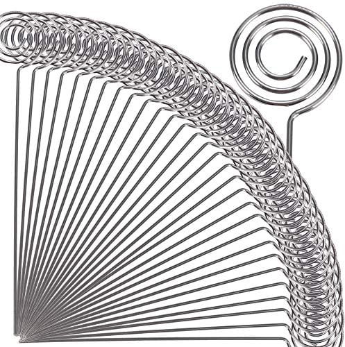 H&W 50Pcs Ring Schleife Foto Halter Memo Clip Halter,12cm Metalldraht Tischnummer Halter,Runde Form Platzkartenhalter,Menü Noto Memo Clips Halter für Hochzeit Geburtstag DIY Cake Topper