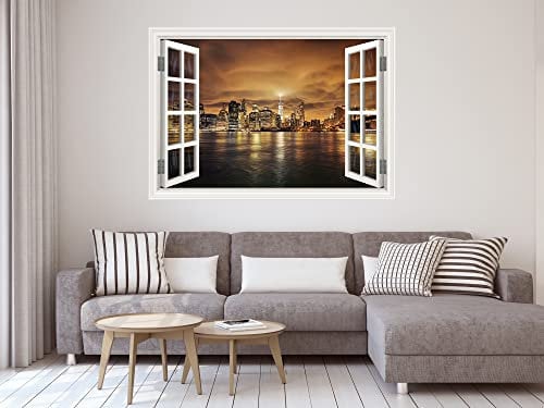 Oedim Vinyl Fenster New York Fensterbilder | 50 x 35 cm | Aufkleber im Lieferumfang enthalten | Dekoration | Aufkleber | Professionelles Design