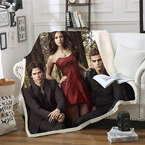 NICHIYO The Vampire Diaries Decke, Cartoon- und Animations-Fleecedecke für Erwachsene und Kinder, 100 % Mikrofaser, für Schlafsofa und Sofa (3.100 x 140 cm)