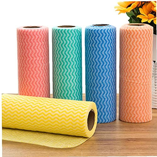 TOSSPER 25 Stück/Rolle Umweltfreundliche Reinigungstuch Non Woven Duster Tuch Dish Washing Rag Küchentücher Zufällige Farbe