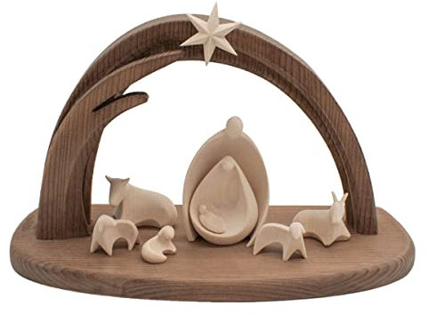 4betterdays.com NATURlich leben! Komplettset Krippe ‘Heilige Nacht’ | 8-teilig | minimalistisch & edel | Made in Südtirol | klein 29 x 13 x 20 cm