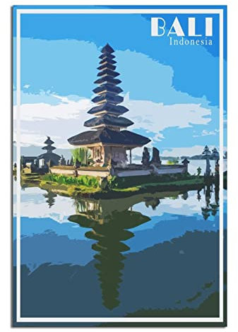 Bali Indonesien Vintage Reise Poster Turm Dekorative Poster Modern Schlafzimmer Leinwand Kunst Poster Bild Malerei Poster Wanddeko Kunst Geschenk