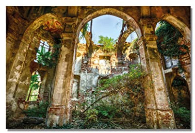 LASER unit Wandbild Verlassene Kirche | Lost Places | Alu Dibond Weiss | 140 x 100 cm | Kunstdrucke | Galerie Qualität