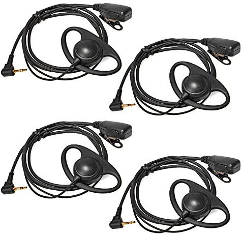 HYSHIKRA Walkie Talkie Auricolare con microfono, 1 pin 2,5 mm Auricolare a forma di D compatibile con Motorola TLKR T92 H2O T42 T62 T82 Extreme T80 Extreme Radio (4 pezzi)