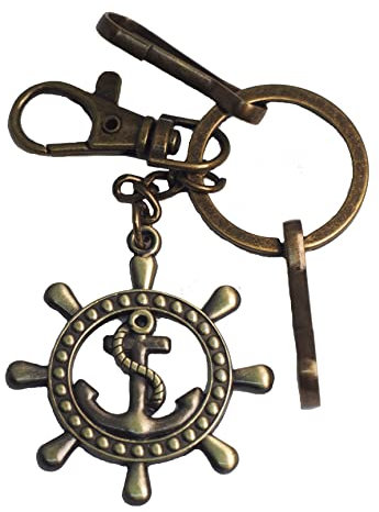 BAWAKO Schlüsselanhänger aus hochwertigen Metall mit Karabiner und bezaubernde Metall Accessoire， Schlüsselring für Autoschlüssel Wohnungschlüssel tolle Qualität (Lenkrad)