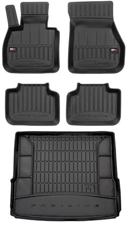 OMAC Fußmatten & Kofferraumwanne Set kompatibel mit BMW X1 F48 2015-2024 Gummi Schwarz 5X
