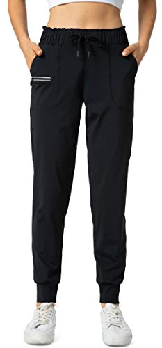 Haowind Jogginghose für Damen mit Taschen, elastische Taille, Workout, Sport, Fitnessstudio, bequeme Lounge, Yoga, Laufhose, M