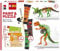 Marabu KiDS Little Artist, 3D Puzzle Set, Motiv Dinosaurier, Bastelset für Kinder ab 4 Jahren mit 2 x 3D Holzpuzzle, Pinsel, 3 x 36 ml Farbe, auswaschbar, vegan, Made in Germany, 0305000000110