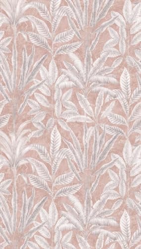 Livingwalls A.S. Création Vliestapete - Tapete Palmenblätter in Grau, Weiß und Mauve - Wandtapete für verschiedene Räume - Wandbild XXL 2,80 m x 1,59 m