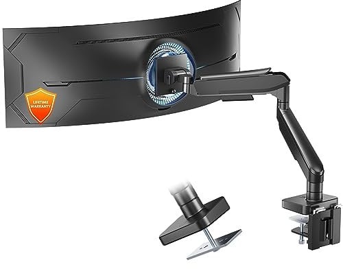 PUTORSEN 17-49 inch Premium Aluminum Single Monitor Arm Desk Mount for Ultrawide Screens, Fully Adjustable Heavy Duty Monitor Arm for Working/Gaming, Two Mounting Option, Max Load 44lbs, VESA 75/100