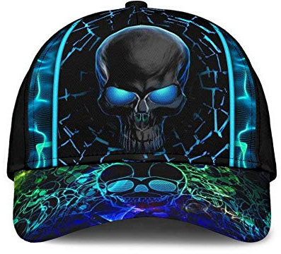 942 Totenkopf Mit Neon-Textur, 3D-Gedruckt Herren Damen Baseball Kappen Leicht Abwaschbar Baseball Cap Leicht Trucker Kappe Distressed Basecap Für Sport Laufen Draussen