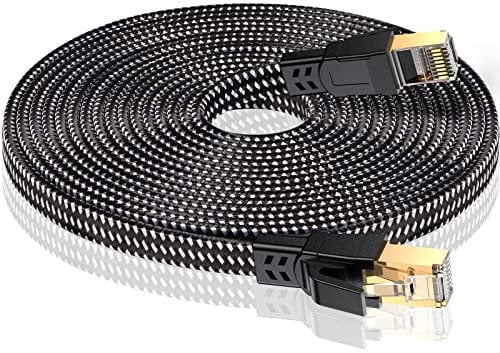 2M Cat 8 Ethernet Cable, Flat High-Speed Gigabit Lan Wire, RJ45 Internet Cord with 40Gbps 2000MHz, Braided Network Lead Compatible with PC, PS5/4, Game Console, Modem, Router, Smart TV (2 meter)
