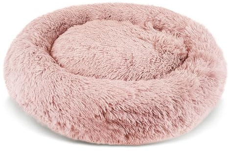 PATAM Hundebett aus Plüsch für Hunde und Katzen, Abnehmbarer Bezug, rutschfest, maschinenwaschbar – Alaska Rosa, Extra groß 81 cm