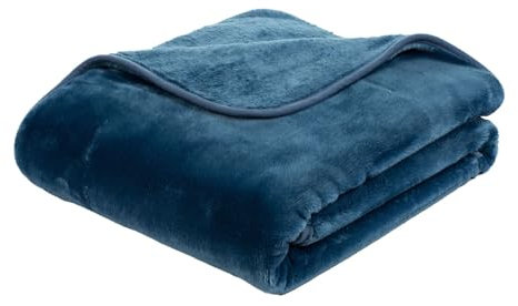 liebling Kuscheldecke Cashmere Feeling 220 x 240 cm, Blau, Premium Sofa Decke, Dicke warme Wohndecke, 500 gr. / m²