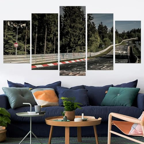ZYCHKRL Leinwand Bilder 5 Stück Nürburgring-Rallye-Strecke F1 Wandbilder Set Wanddekoration Leinwandbilder Dekoartikel 200X100(Kein Rahmen)