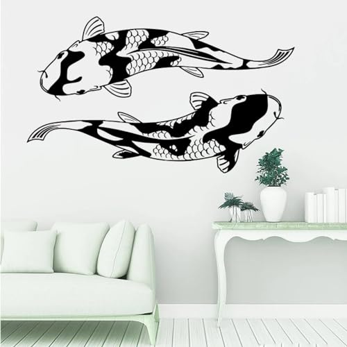 SHELOG 2 Stück japanischer Koi-Fisch, Wandaufkleber, Camping, Wohnmobil, Fluss, Tier, Fisch, Wandaufkleber, Auto, Schlafzimmer, Heimdekoration, Wandkunst-Aufkleber
