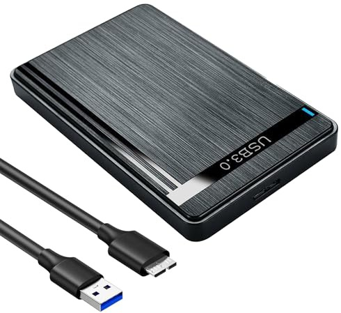 WedDecor 2.5 Inch Hard Drive Enclosure USB 3.0 to SATA, Slim External HDD Enclosure, Lightweight Disk Caddy Case, Supports SSD Hard Drives for Laptop, PC, Mac, Windows, Linux, Xbox, PS4 – Black