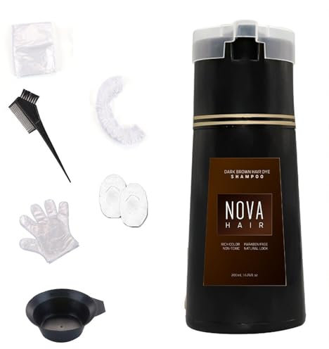 Hair Dye Shampoo, Nova Hair Instant Dye Shampoo, Trynova Hair Shampoo, Hair Color Shampoo for Hair (Dark Brown)