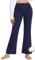 baleaf Damen Flare Yogahose Leggings warm Fitness Hose Jogginghose Baumwolle Bauchkontrolle Schlaghose Arbeit Sporthose mit Taschen Marineblau XXL