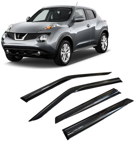 CarJoy Deflettori d'aria per finestrini laterali, compatibili con Nissan Juke 2011-2018, parapioggia, deflettori adesivi, 4 pezzi