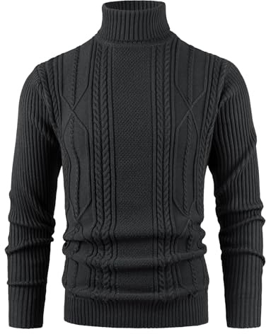 Btmpmcs Homme Pull à Col Roulé Haut Thermique T-Shirt Manches Longues Haut Basique Décontracté en Tricot Uni Chandail Casual Slim Fit Hiver Pull Chaud en Maille Sweat
