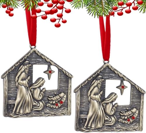 Weihnachtsbaum-Hängeornament, Metall, Weihnachtsbaum, Party, drinnen, Zuhause, Familie, Urlaub, Hochzeit, Party, Baum, hängende Dekoration, Andenken, Geschenke (Krippe, 2)